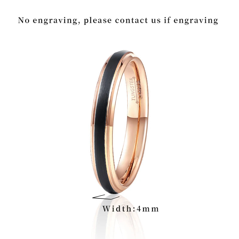 Tungsten Carbide Wedding Band Matte & Rose 4/6/8mm