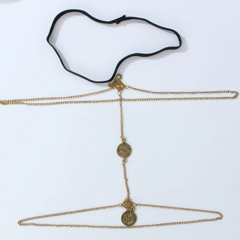 Retro Sexy Chain Tassel Multi-layer Coin Leg Chain Women's Jewelry