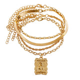 Multi-layer Snake Bone Chain Rose Anklet Set, Alloy Gift