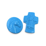 Hand Carved Natural Turquoise Jesus Cross Horse Head Raw Stone