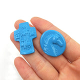 Hand Carved Natural Turquoise Jesus Cross Horse Head Raw Stone
