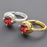 Natural Ruby Red Crystal Finger Ring Silver Rings Zircon Couple Gem Stone Rings