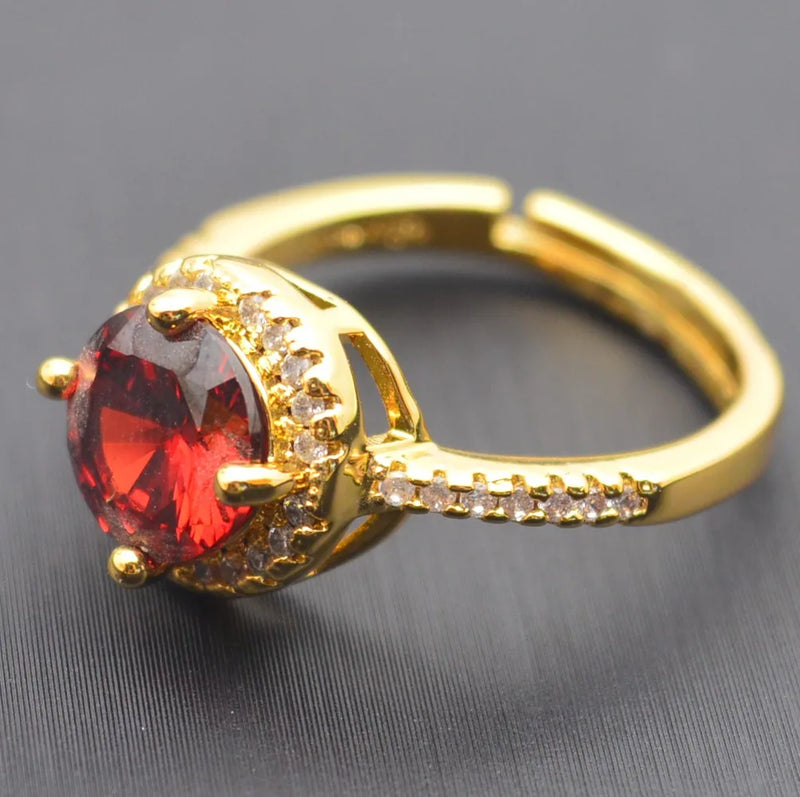 Natural Ruby Red Crystal Finger Ring Silver Rings Zircon Couple Gem Stone Rings