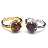 Natural Ruby Red Crystal Finger Ring Silver Rings Zircon Couple Gem Stone Rings