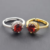 Natural Ruby Red Crystal Finger Ring Silver Rings Zircon Couple Gem Stone Rings