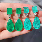 Paraiba Tourmaline Emerald Gemstone Drop Earrings for Women