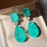 Paraiba Tourmaline Emerald Gemstone Drop Earrings for Women