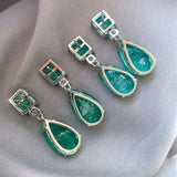 Paraiba Tourmaline Emerald Gemstone Drop Earrings for Women