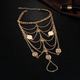 Bohemian Punk Retro Style Metal Chain Tassel Anklet Set