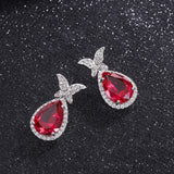 Vintage Ruby Drop Earrings for Women Cocktail Party Wedding Fine Jewelry