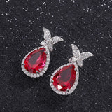 Vintage Ruby Drop Earrings for Women Cocktail Party Wedding Fine Jewelry