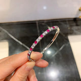 Ruby Gemstone Diamond Bracelet for Women 16-17cm