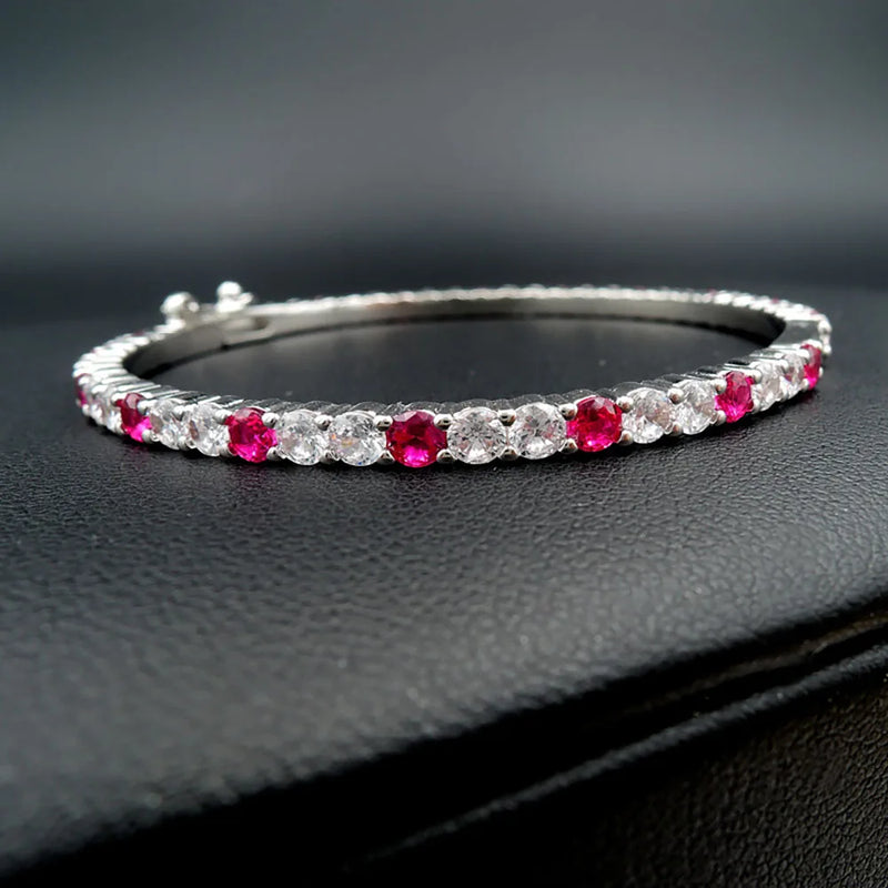 Ruby Gemstone Diamond Bracelet for Women 16-17cm