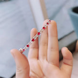 Ruby Gemstone Diamond Bracelet for Women 16-17cm