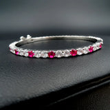 Ruby Gemstone Diamond Bracelet for Women 16-17cm
