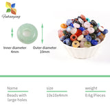 10pcs Natural Stone Quartz Loose Beads Big Hole Round Bracelets 10*4mm