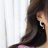Water Drop Hoop Earrings 14K Real Plated Pearl Zircon for Women