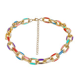 Rainbow Drip Oil Cross Chain Necklace Hip-hop Punk Style