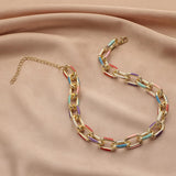 Rainbow Drip Oil Cross Chain Necklace Hip-hop Punk Style
