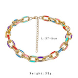 Rainbow Drip Oil Cross Chain Necklace Hip-hop Punk Style