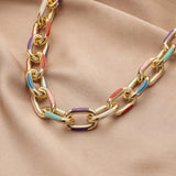 Rainbow Drip Oil Cross Chain Necklace Hip-hop Punk Style