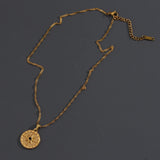 Zircon Compass Pendant Necklace Stainless Steel Jewelry Gift