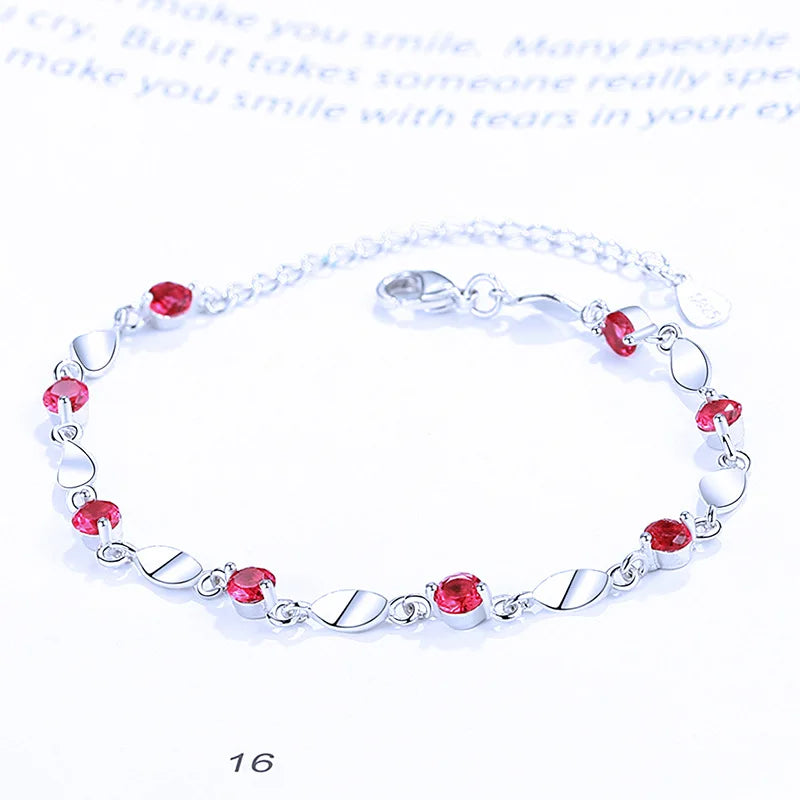 Silver 925 Zircon Gemstone Bracelet for Women Wedding Engagement