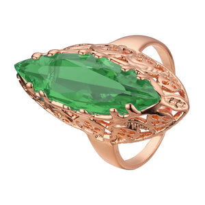 Rose Gold Ring with Green Stone
