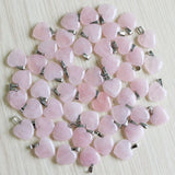 Crystal Quartz Pink Heart Necklace Stone Pendant 20mm Lot Charms