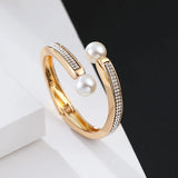 Rhinestone Plated Pearl Bracelets Crystal Bangles