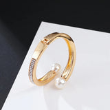 Rhinestone Plated Pearl Bracelets Crystal Bangles