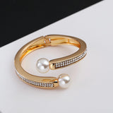 Rhinestone Plated Pearl Bracelets Crystal Bangles