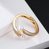 Rhinestone Plated Pearl Bracelets Crystal Bangles