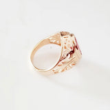 Rose Gold Red Stone Wedding Ring CZ Jewelry