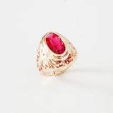 Rose Gold Red Stone Wedding Ring CZ Jewelry