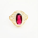 Rose Gold Red Stone Wedding Ring CZ Jewelry