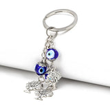 Evil Eye Keychain Fatima Hand Charm Vintage Keyring Men Women Car Pendant