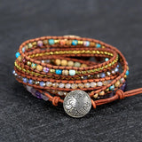 Mixed Stone Charm Wrap Bracelet Boho Gift