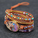 Mixed Stone Charm Wrap Bracelet Boho Gift