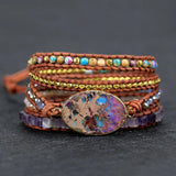 Mixed Stone Charm Wrap Bracelet Boho Gift