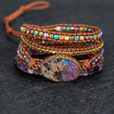 Mixed Stone Charm Wrap Bracelet Boho Gift