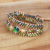 Rhinestone Leather Wrap Bracelet for Men and Women