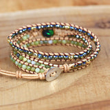 Rhinestone Leather Wrap Bracelet for Men and Women