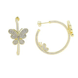 Micro Pave Butterfly CZ Hoop Earrings
