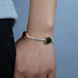 Colorful Heart Stone 5A CZ Tennis Chain Bracelet