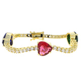 Colorful Heart Stone 5A CZ Tennis Chain Bracelet