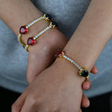 Colorful Heart Stone 5A CZ Tennis Chain Bracelet