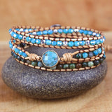African Turquoise 3 Strand Wrap Bracelet