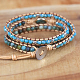 African Turquoise 3 Strand Wrap Bracelet