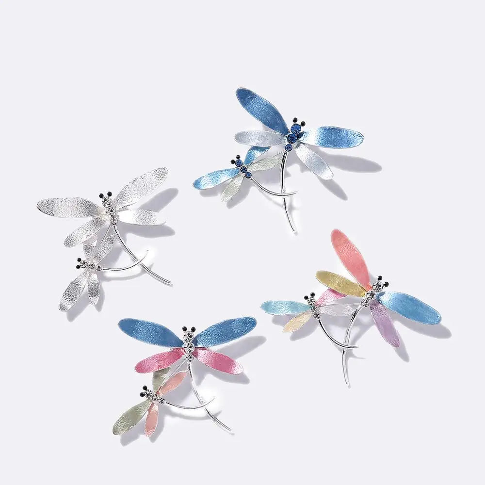 Enamel Dragonfly Brooches Pins Crystal Wedding Accessories